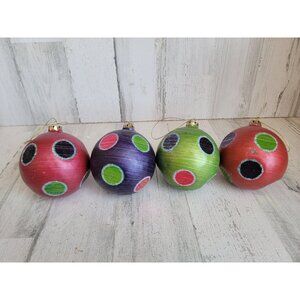 Polka dot glitter ball ornament‎ Xmas set green red purple